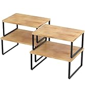 COVAODQ Étagère de Cuisine,Bambou Etagère Vaisselle,Lot de 4 étagères de Cuisine en Bambou et mét...