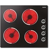 Plaque vitrocéramique 4 plaques Jessier encastrable 60 cm, plaque de cuisson 4 zones avec bouton rotatif.