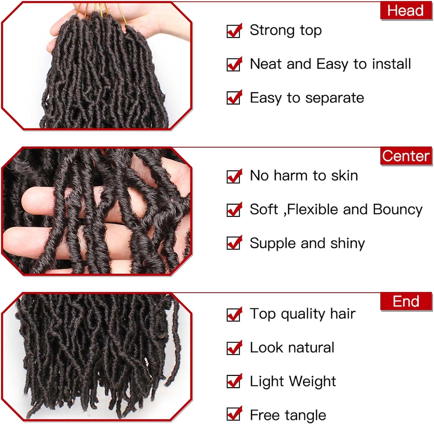 Xtrend - Nu Faux Locs 18 pouces - tresses au crochet, bouclées, 7 packs, 12 mèches