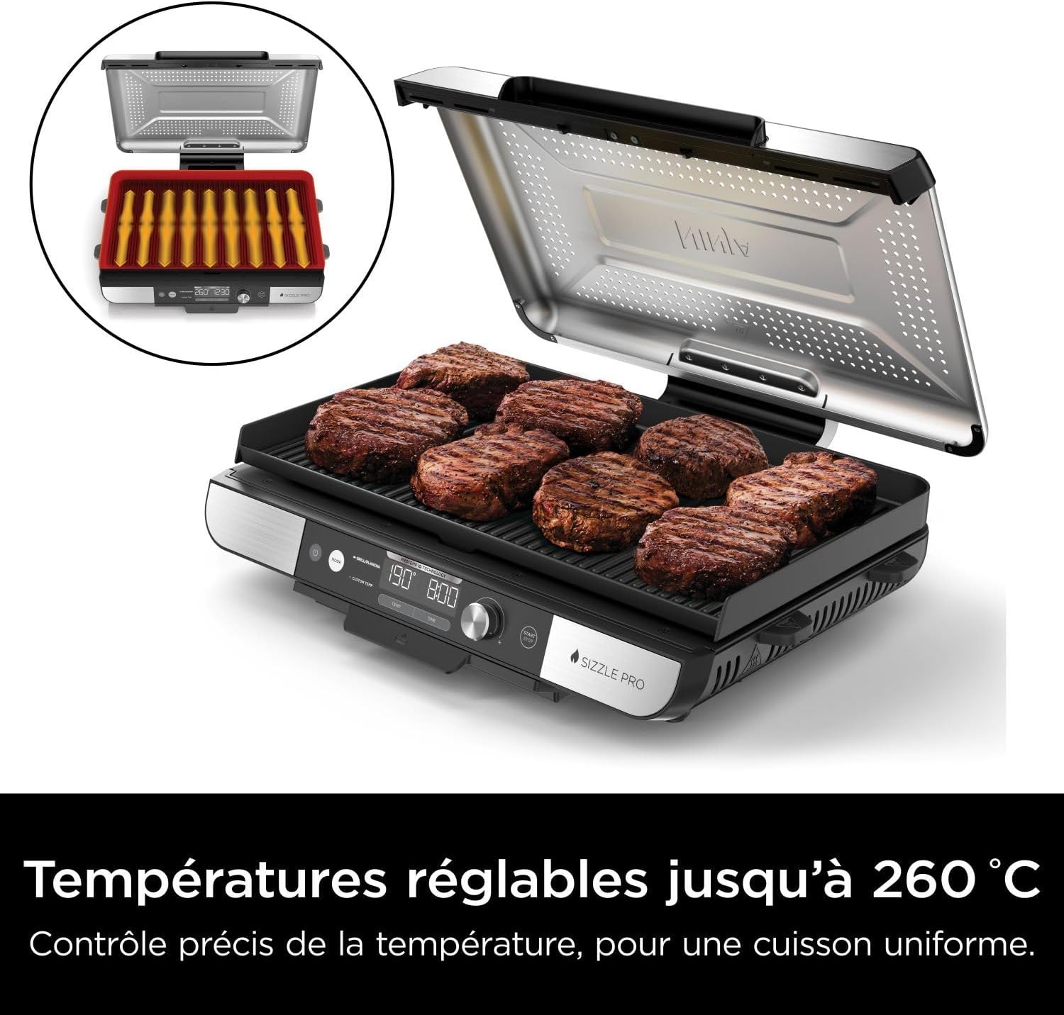 Ninja - Sizzle Pro XL - grill électrique multifonction, intérieur, plancha céramique, accessoires inclus - GX101EU