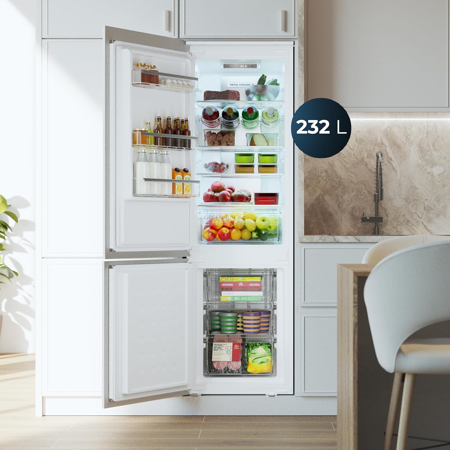 Cecotec - Bolero CoolMarket Combi Série - 177x54 cm - No Frost, 232L, Fast Freezing, Mode Vacances, BI-S MC 232 E