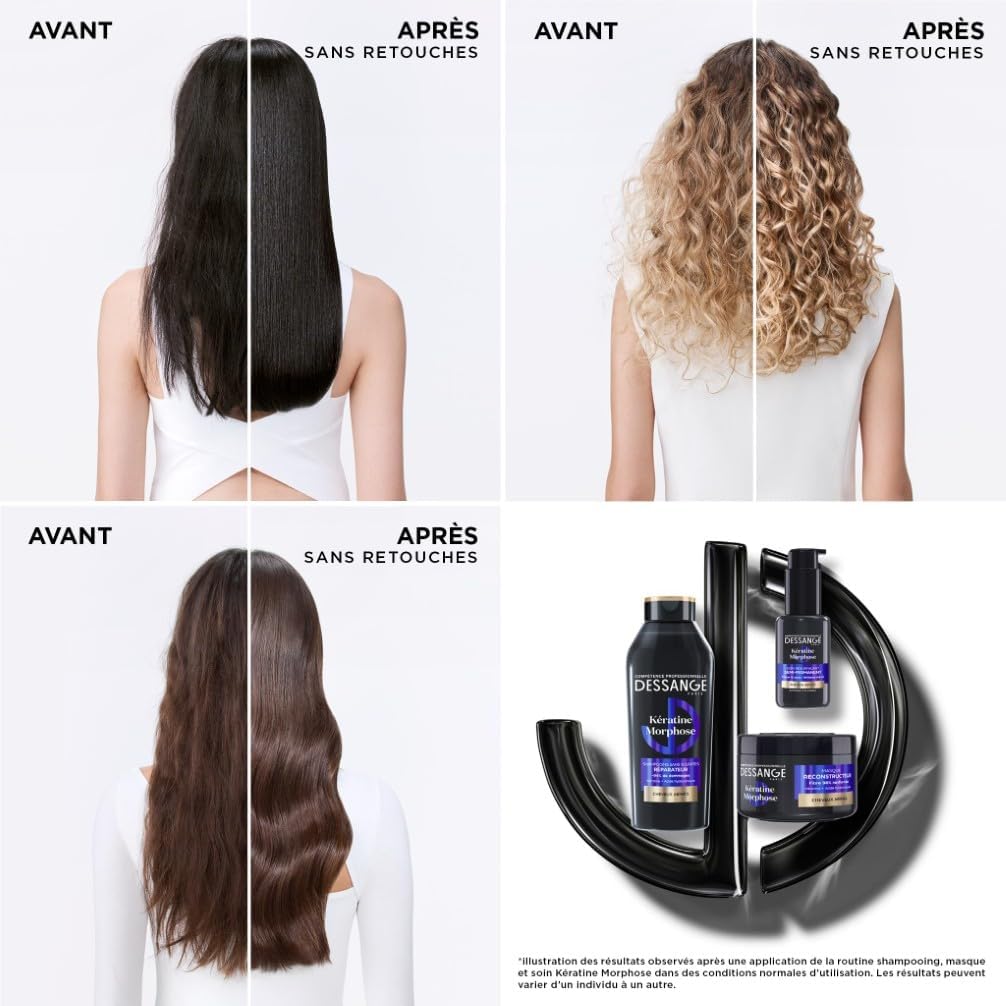 DESSANGE - Soin Kératine Morphose - 50ml - Cheveux abîmés, sans rinçage, effet resurfaçant