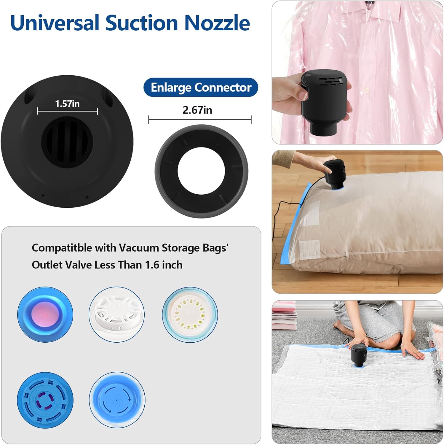 Pompe à air électrique portable 55W 220V, rangement vêtements BALCK