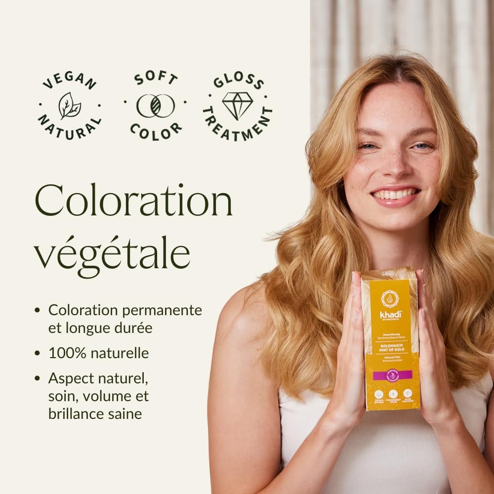 khadi - Blond Doré Coloration Végétale - 100g - Reflets dorés naturels