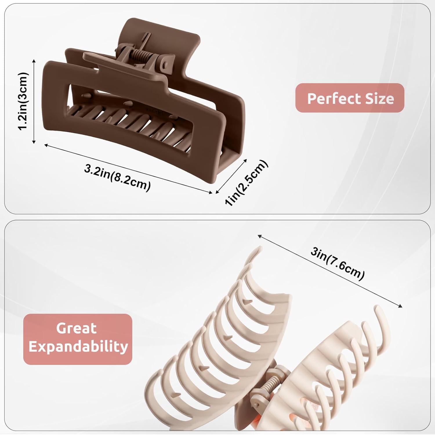 Lolalet - Pince à cheveux double dents - 8cm - Lot 10, épaisseurs variées, couleurs multiples