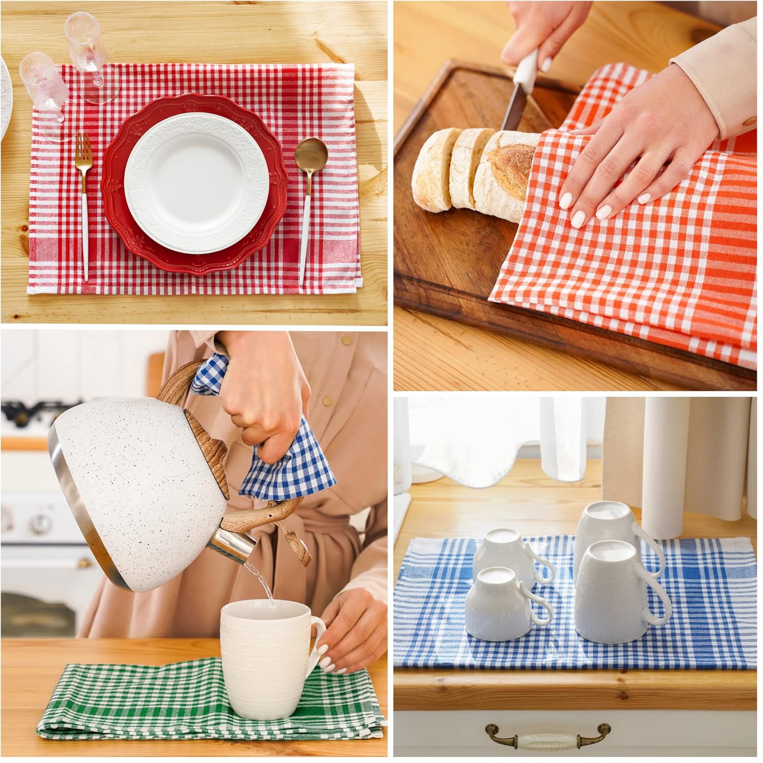 Twinzee - torchons cuisine lot de 10 - 67x47 cm - coton rétro Oeko Tex