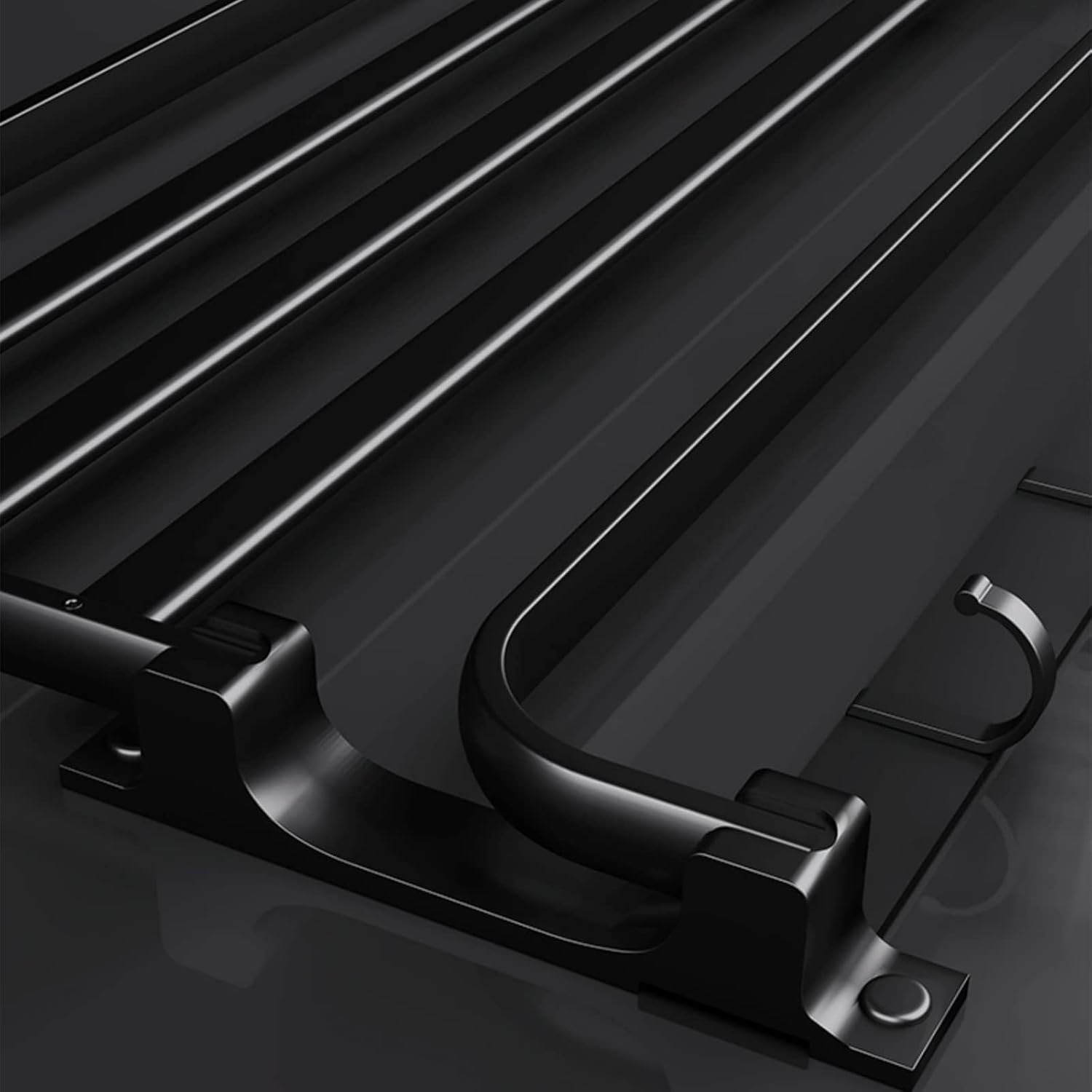 Porte-serviettes mural sans perçage 58cm, 5 crochets, gris