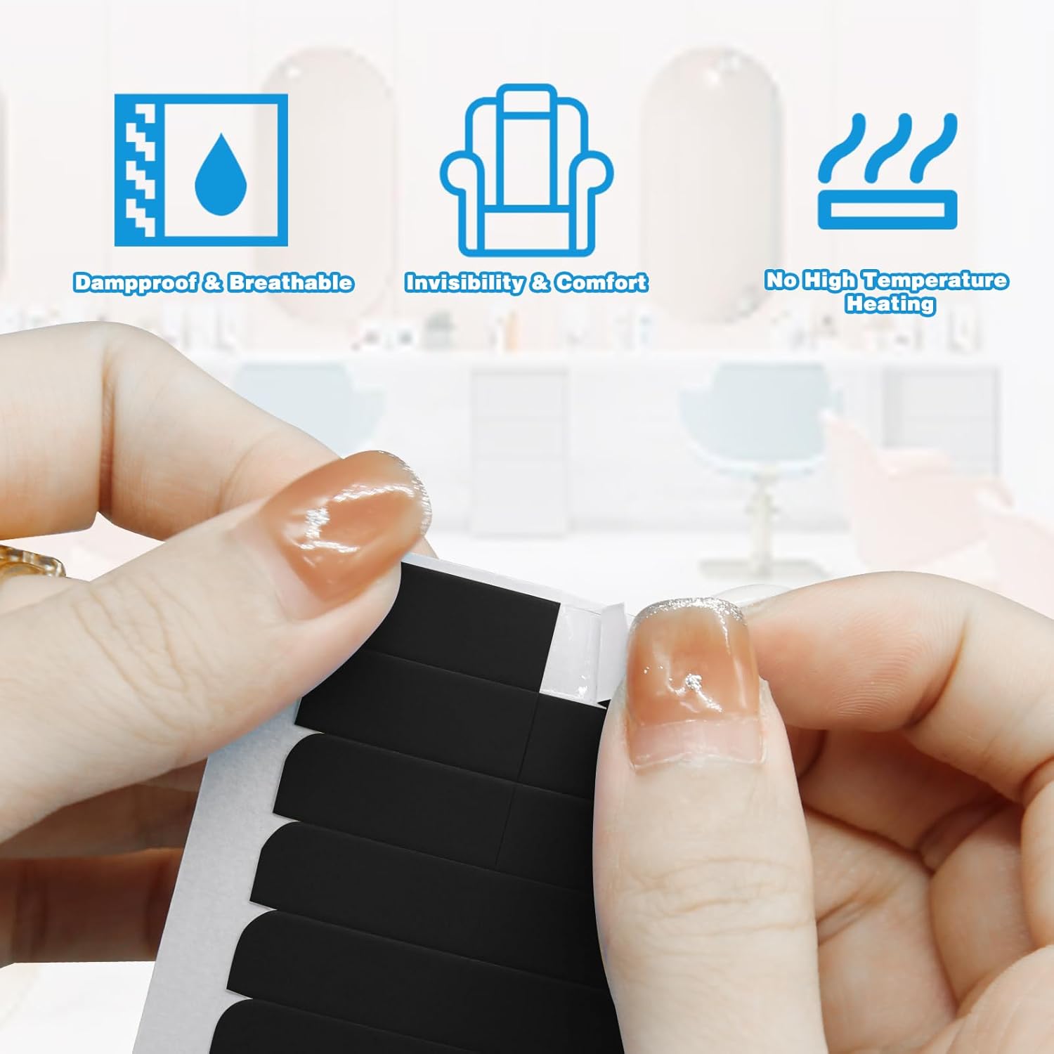 Ruban adhésif double face - 240 pièces - fixation cheveux, remplaçable, noir