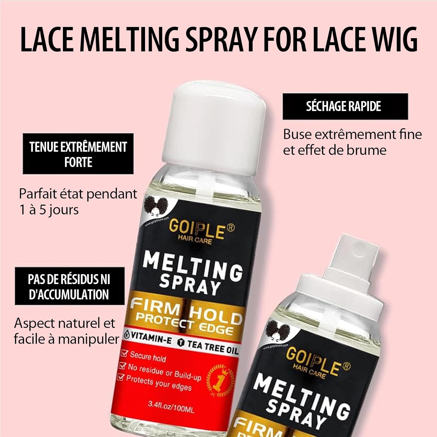 Spray pour lace - 3.4 fl oz - formule naturelle, protège cuir chevelu, fixation optimale