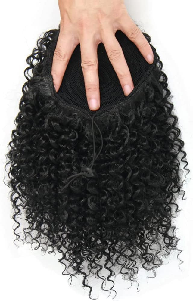 Extension queue de cheval afro-américaine, bouclée 12 pouces, cheveux courts, 1B#