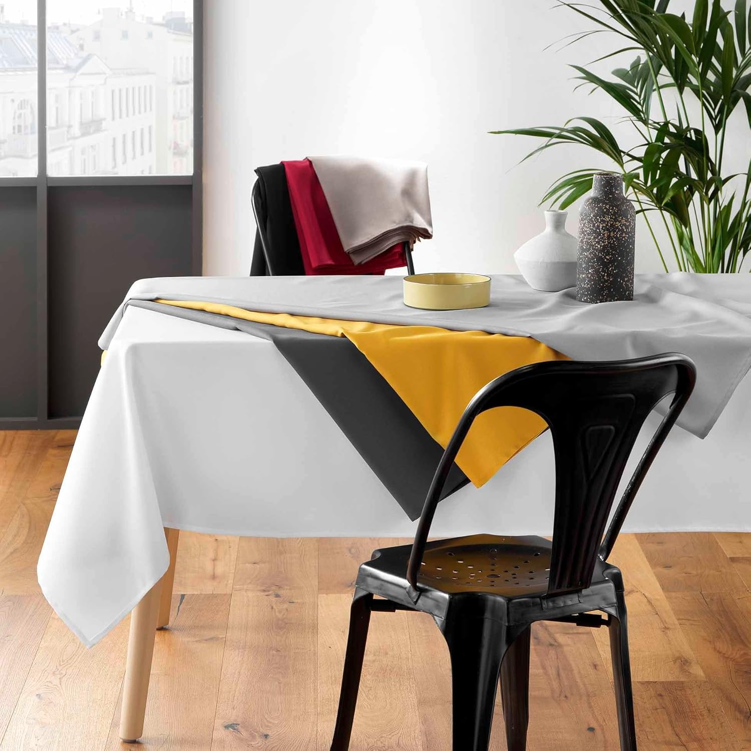 Nappe rectangulaire - essentiel uni - 140x250 cm - polyester béton