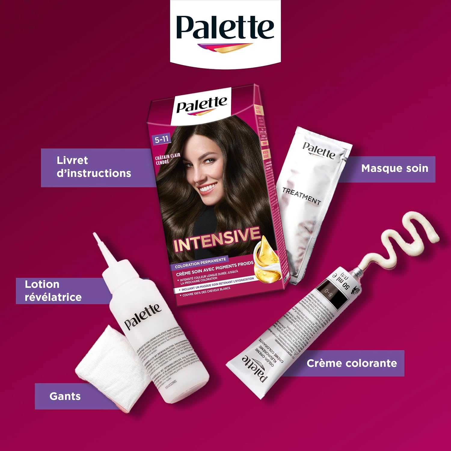 Palette - Coloration Permanente Cheveux - couvre 100% cheveux blancs - tenue 8 semaines - Noir 900