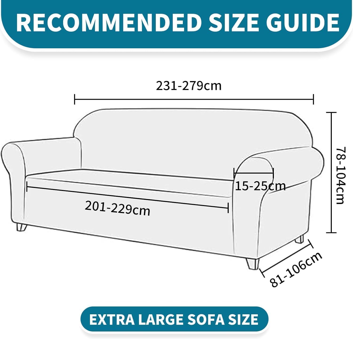 Housse canapé 4 places - extensible, anti-glisse, lavable, khaki