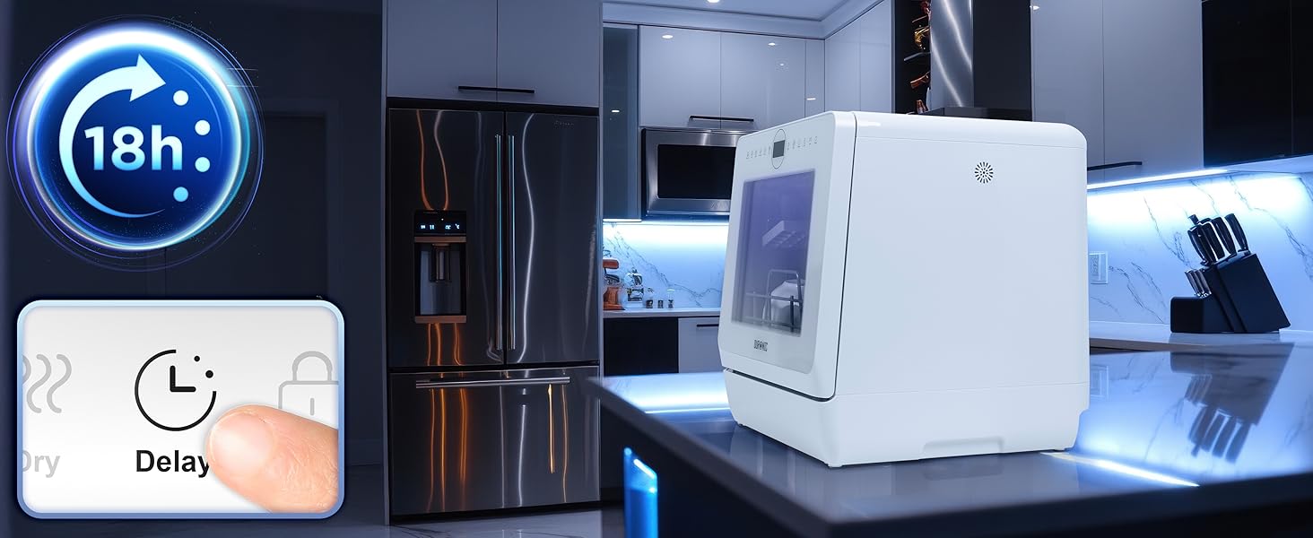 un réfrigérateur-congélateur blanc posé sur un plan de travail.