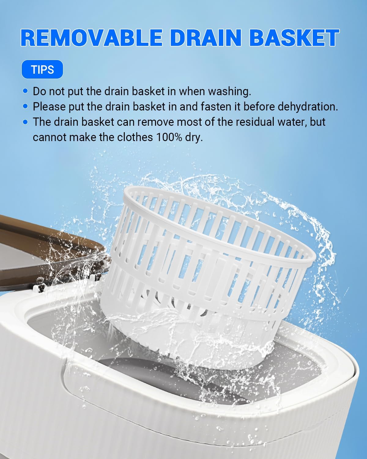 SUPAREE - mini machine à laver pliable 16L - portable, essorage 1.8kg