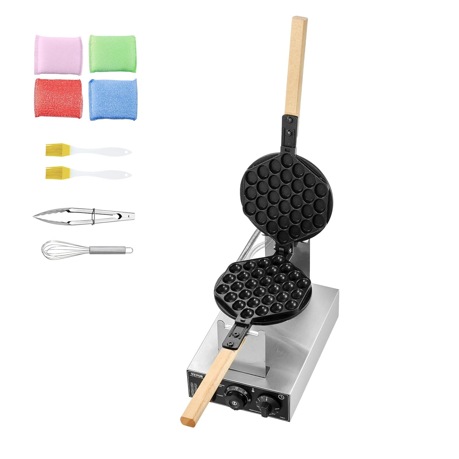 VEVOR - Gaufrier commercial 1400 W - inox rotatif 180° contrôles