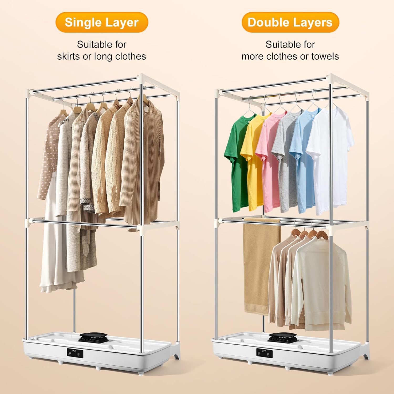 Uten - sèche-linge portable 1500W - amovible, télécommande, housse rangement