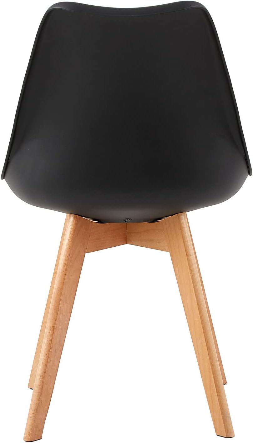 EGGREE - chaises scandinaves lot de 8 - bois hêtre - cuir PU rembourré noir/marron