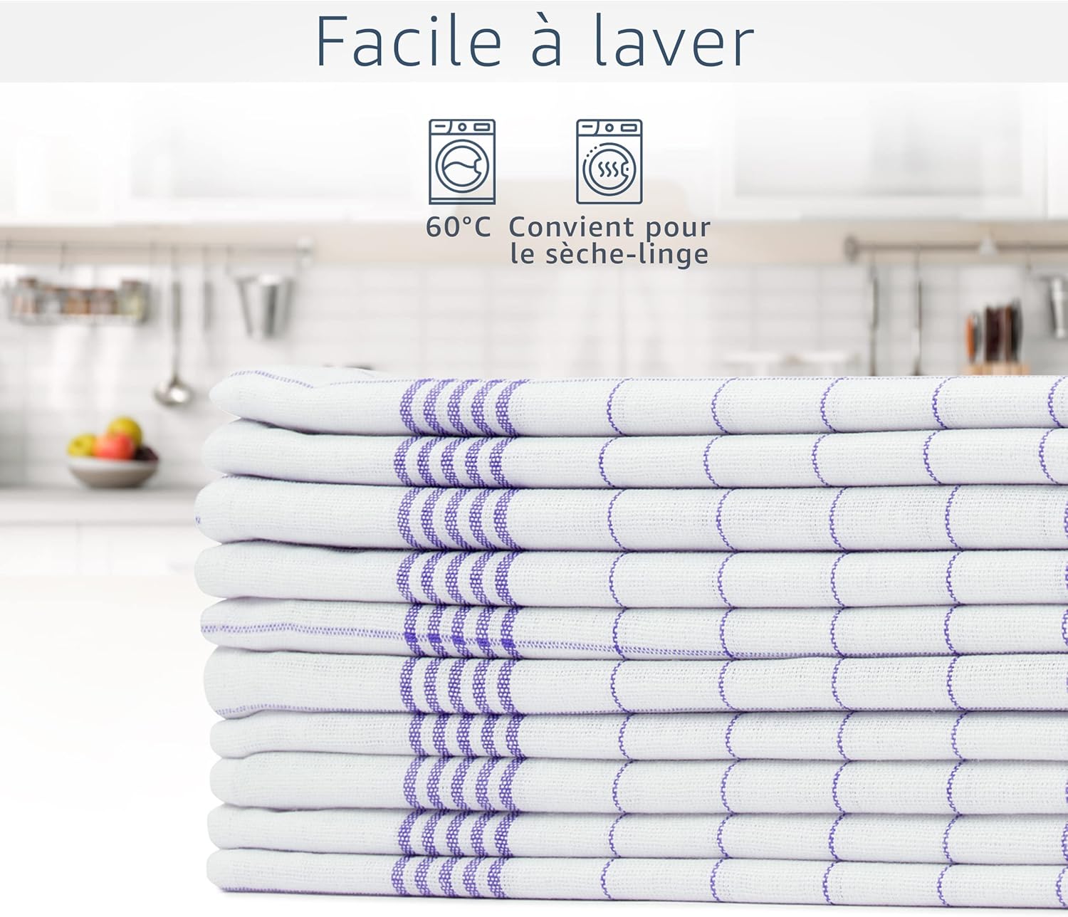 Amago - torchons lot de 10 - 50x70 cm - bleu absorbant