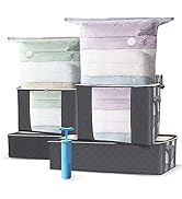 VOUNOT Grand Sac de Rangement Sous Vide avec Pompe 4pcs Sacs Sous Vide 4pcs Sacs de Rangement...