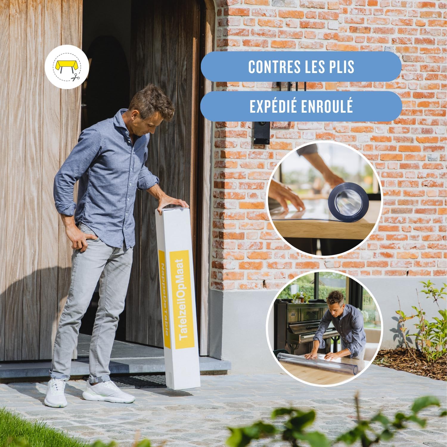 Nappe transparente ronde 125 cm, épaisseur 2mm, lavable, résistante