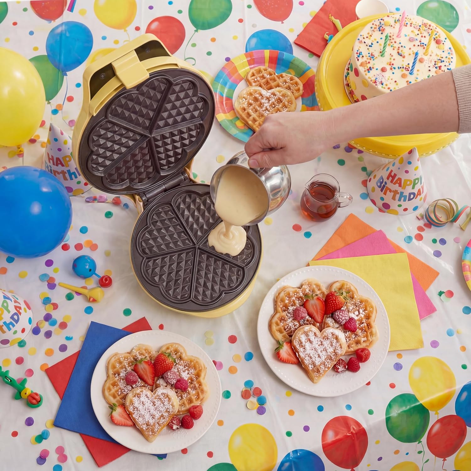 Bestron - Gaufrier classique rétro - 700W - plaques cœur antiadhésives