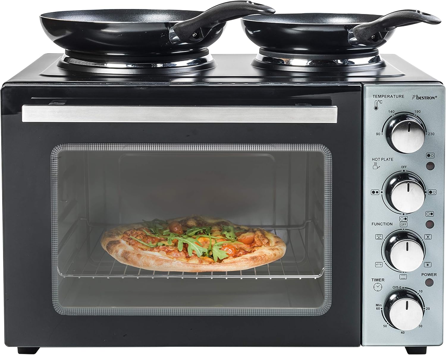 Bestron - cuisinière grill double - 3200W, 230°, chaleur tournante