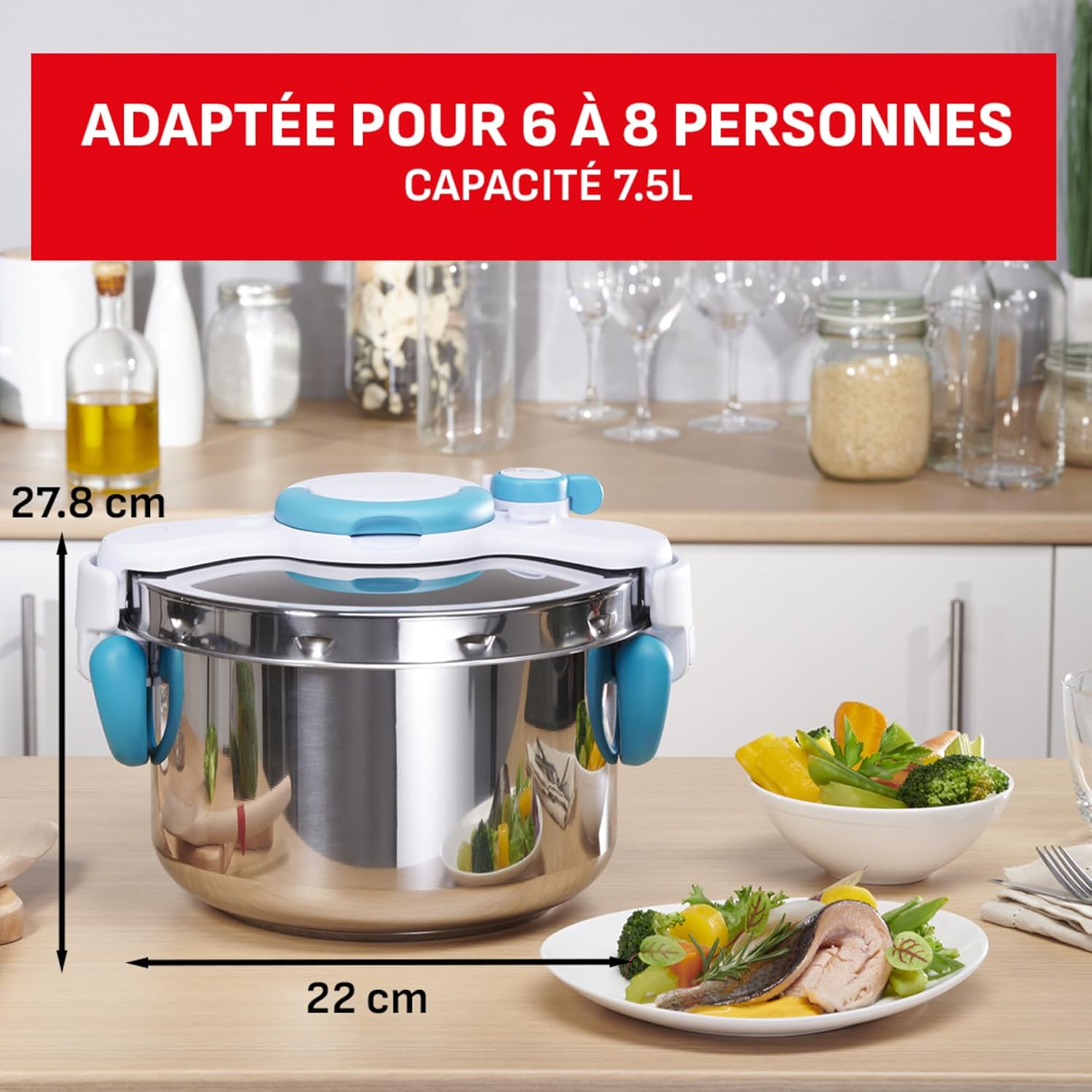 SEB - ClipsoMinut'Easy+ - 7,5L - inox, poignées rabattables, induction, P4904816