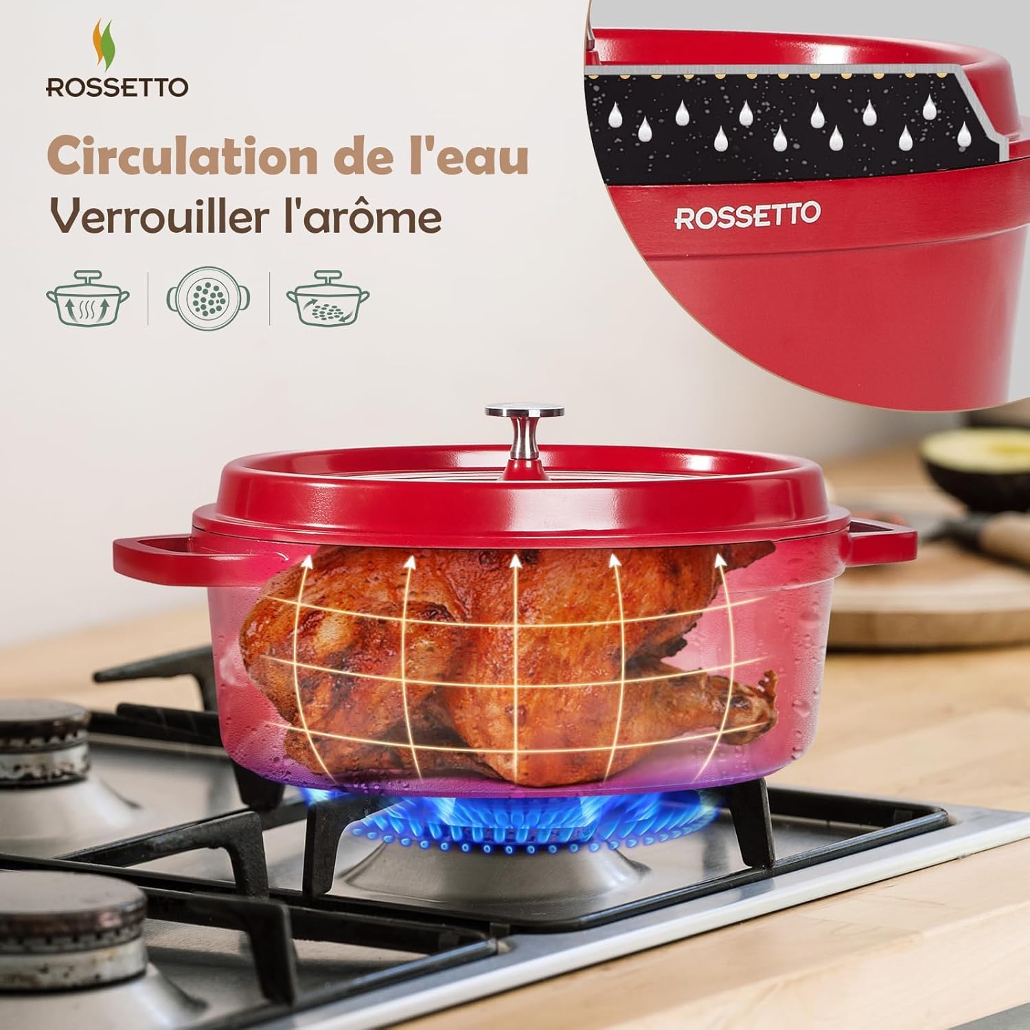 Rossetto - cocotte ovale - 31cm, 6,3L, fonte alu, induction, 230℃