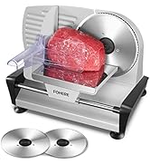 Trancheuse Electrique 200W à Jambon et Saucisson, 2 Lames Détachable de 19 cm, 0-15 d'épaisseur P...
