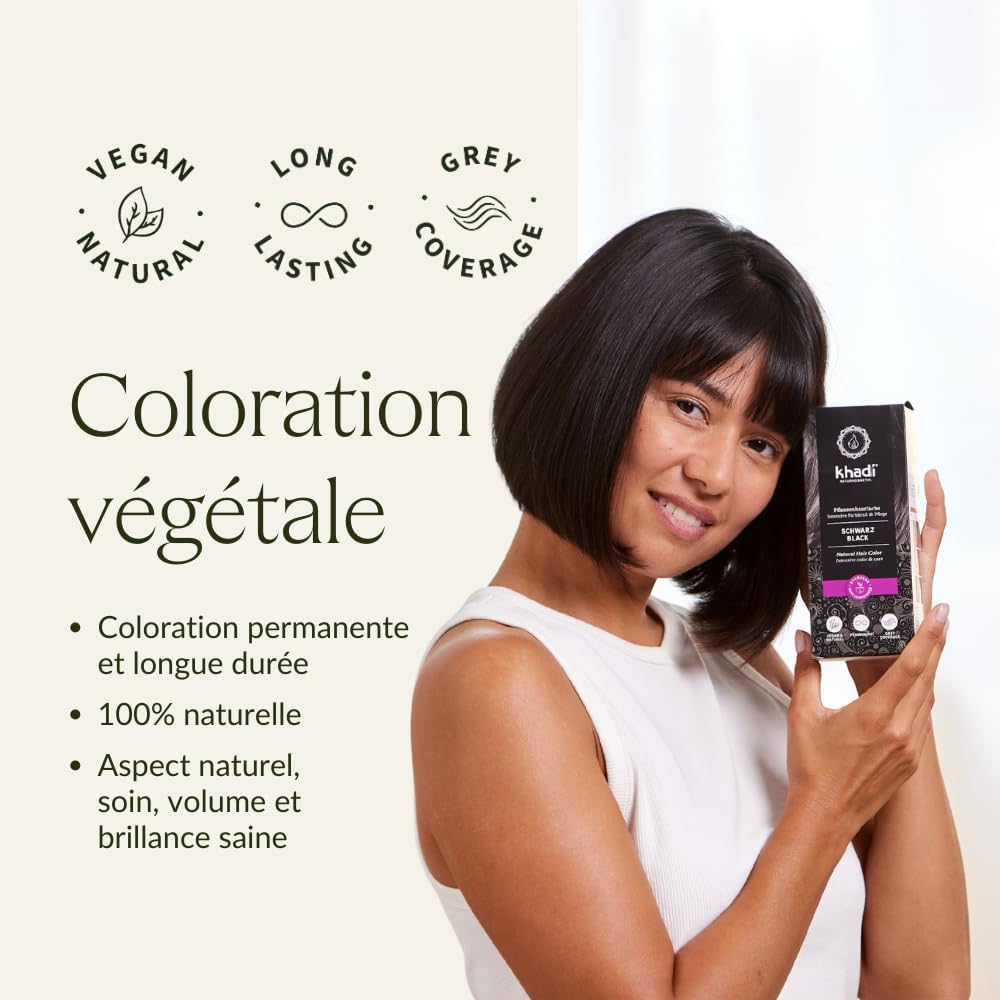khadi - NOIR PROFOND - 100g - coloration végétale noire, intense, vegan