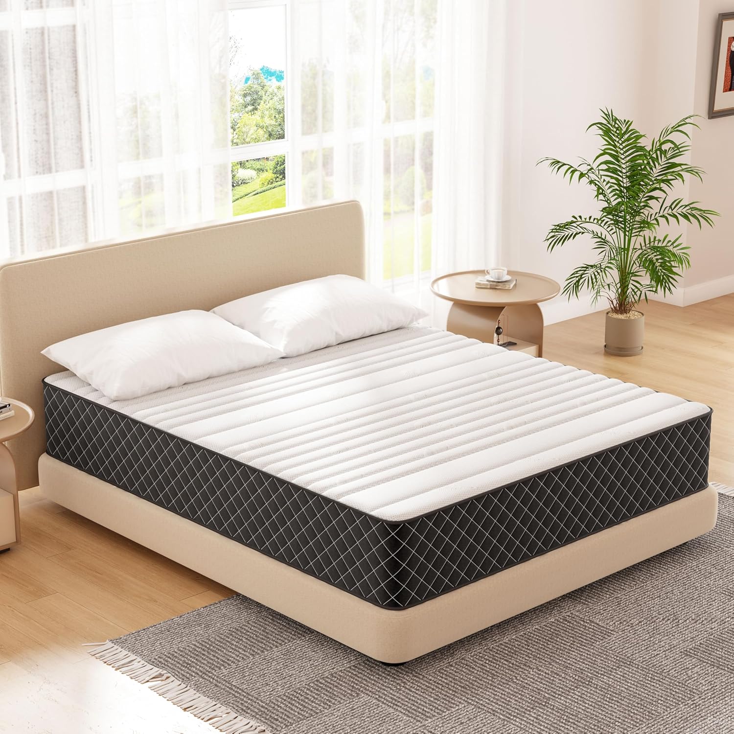 Matelas - ressorts ensachés, mémoire de forme, 90x200cm, H4, 7 zones