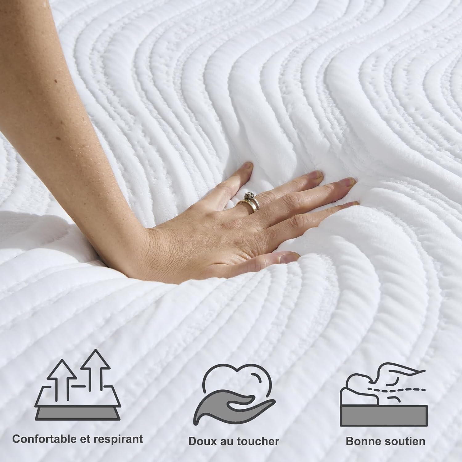 Matelas - mousse mémoire, 140x190x20cm, 7 zones, 2 faces, confort