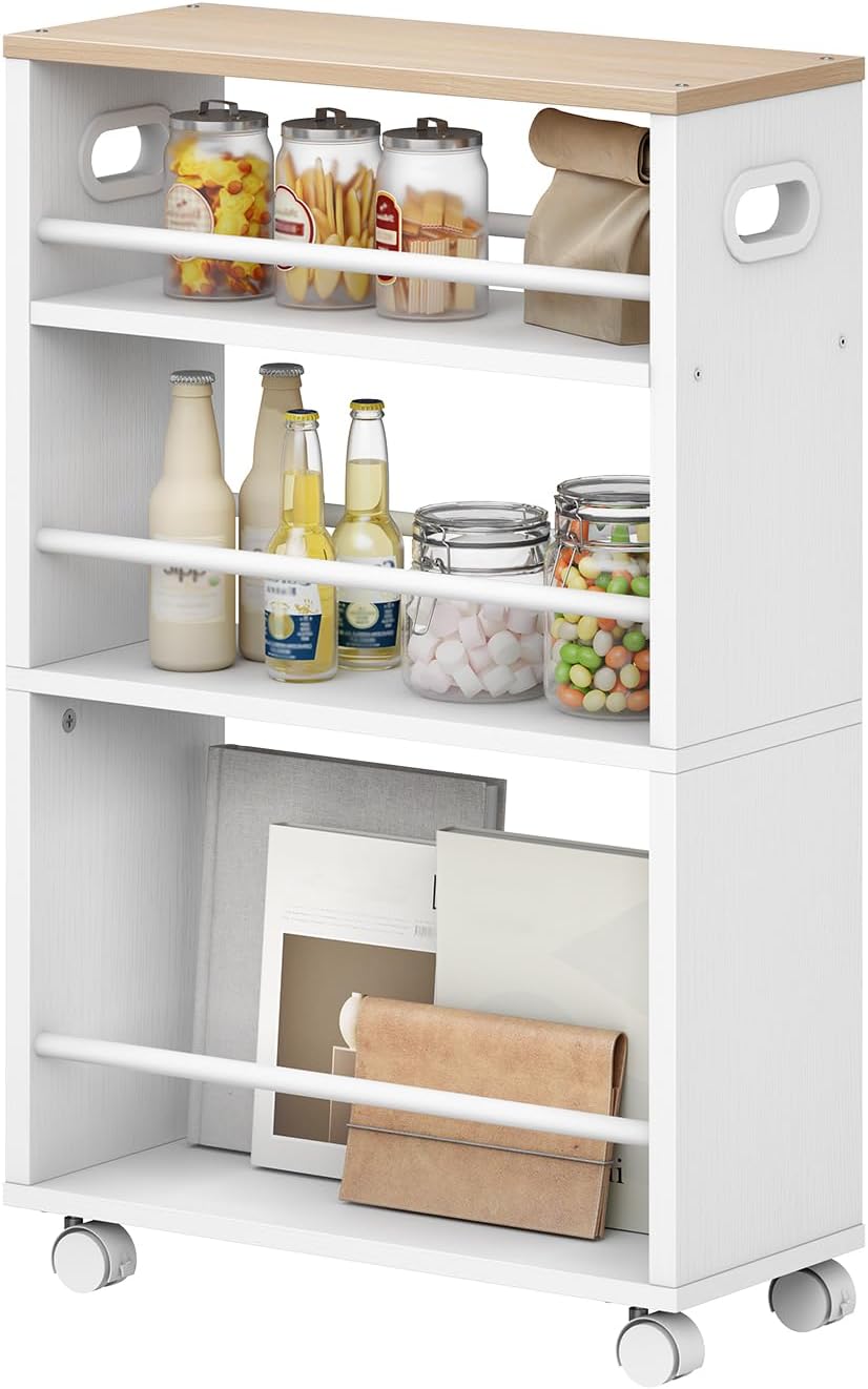 HOOBRO - desserte 4 niveaux, poignée, roulettes, freins, bords, EWN22TC01