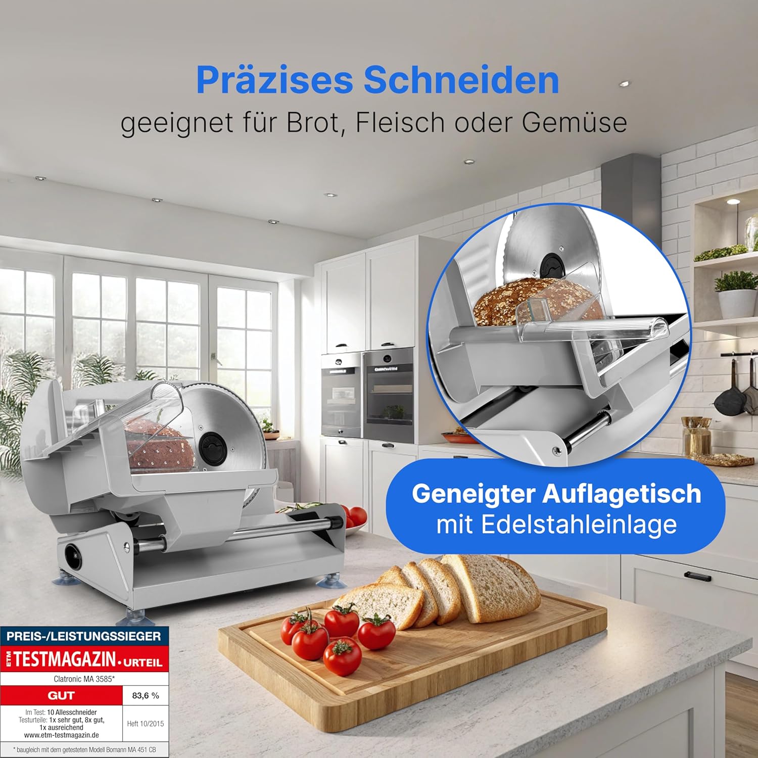 Clatronic - trancheuse universelle, lame 190mm, boîtier métal, 150W, MA 3585