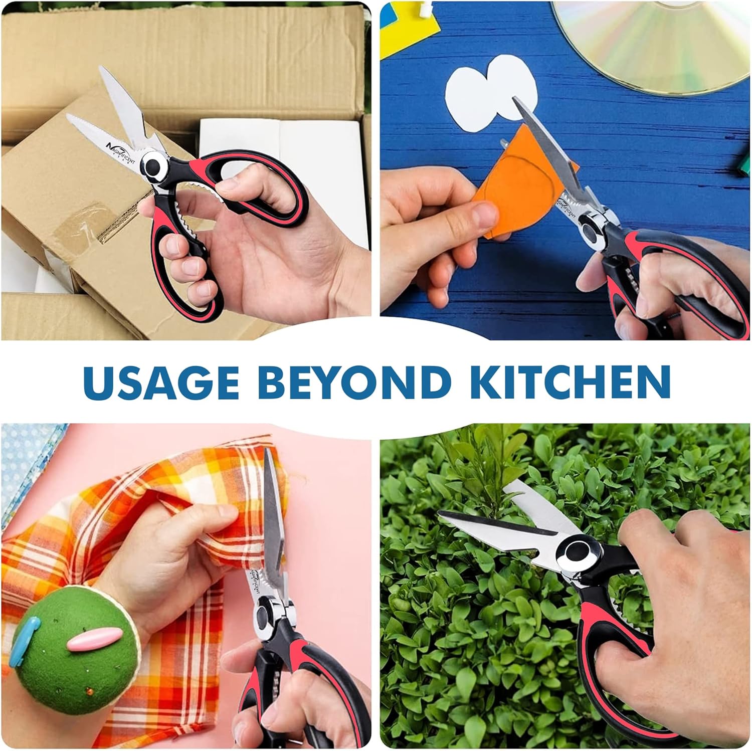 Ciseaux de cuisine - inox robustes, poignées confort, couvercle inclus