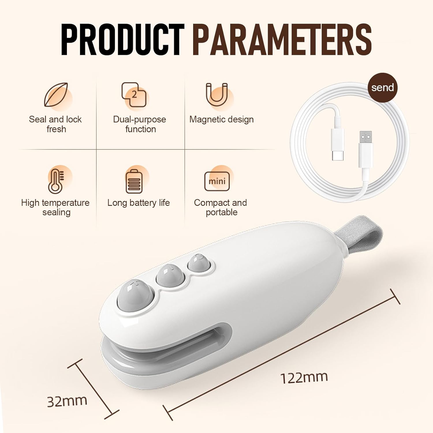 Mini scelleur portable rechargeable USB 2 en 1, compact et thermoscellant