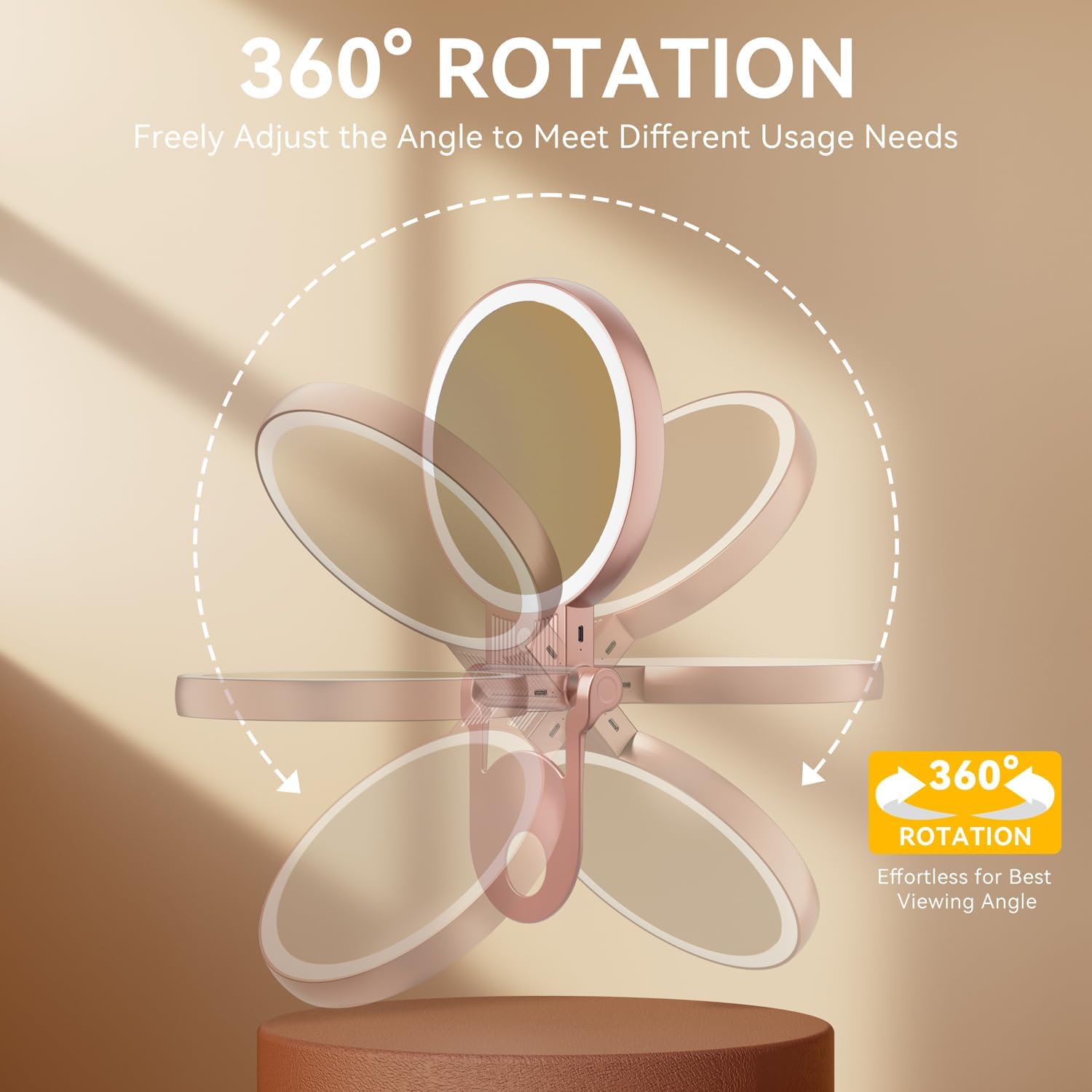 Auxmir - Miroir maquillage double face 30X/1X, LED, 2000mAh, pliable, portable