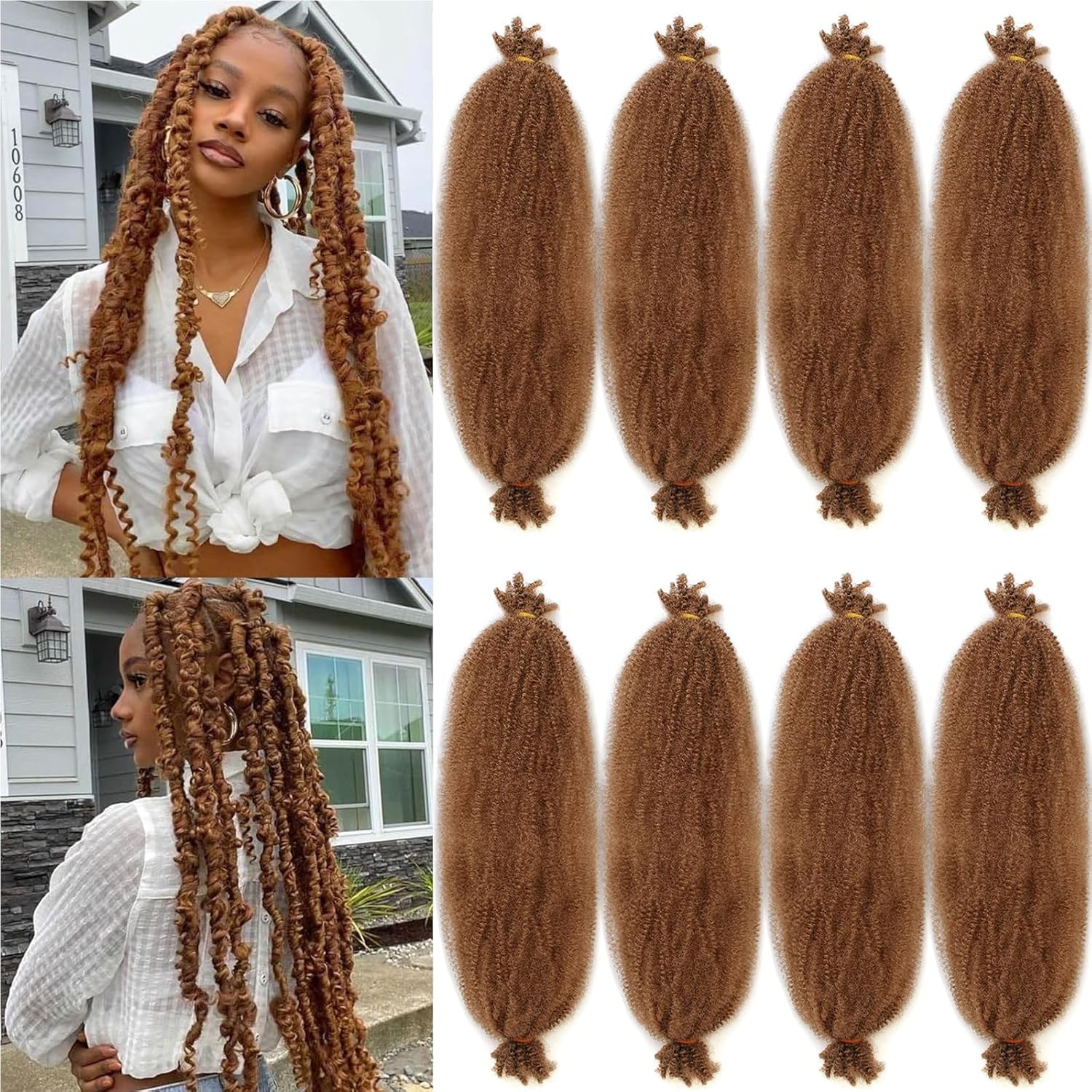 Xtrend - Spring Afro Twist, 16'' - 8 Packs extensions crépues blondes