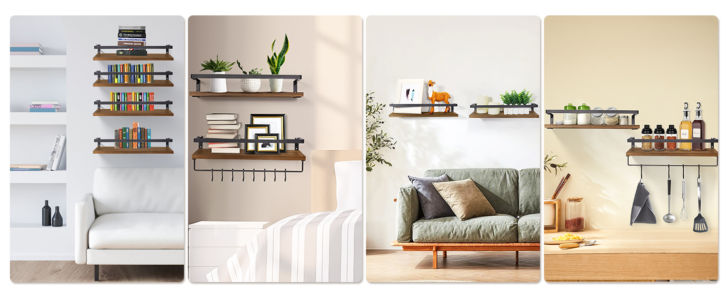 un mur avec une étagère et une étagère avec une plante dessus.