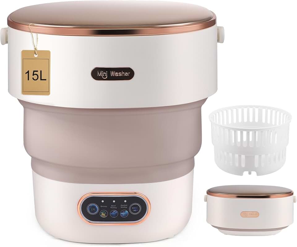 Mini machine à laver portable - 15L - pliable, panier essorage, usage compact