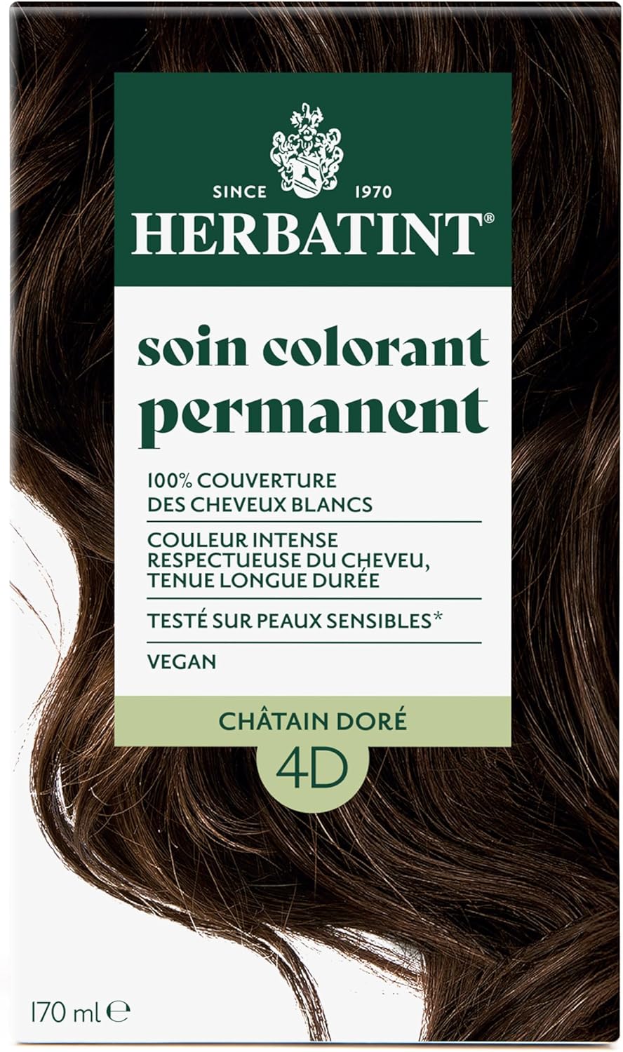 Herbatint - Coloration 4D châtain doré - 170ml - sans ammoniaque, 100% couvrance, extraits bio