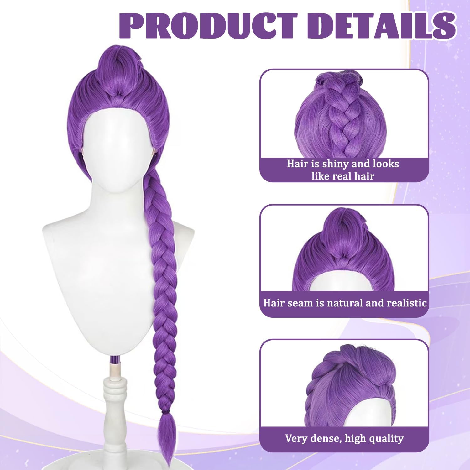 Perruque enfant - chasseur violette tressée longue - cosplay, Halloween