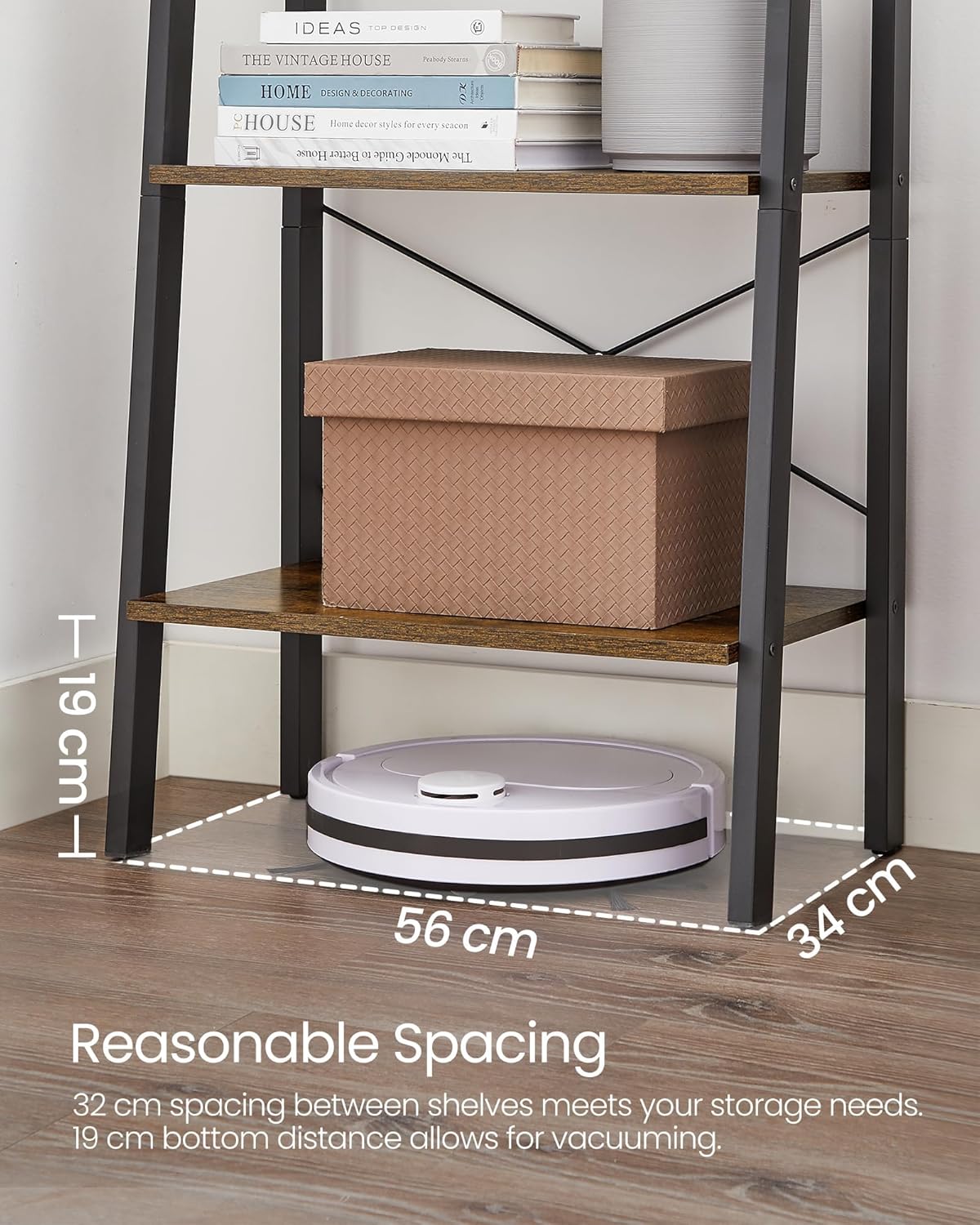 VASAGLE - étagère industrielle 4 niveaux acier marron/noir - LLS44X