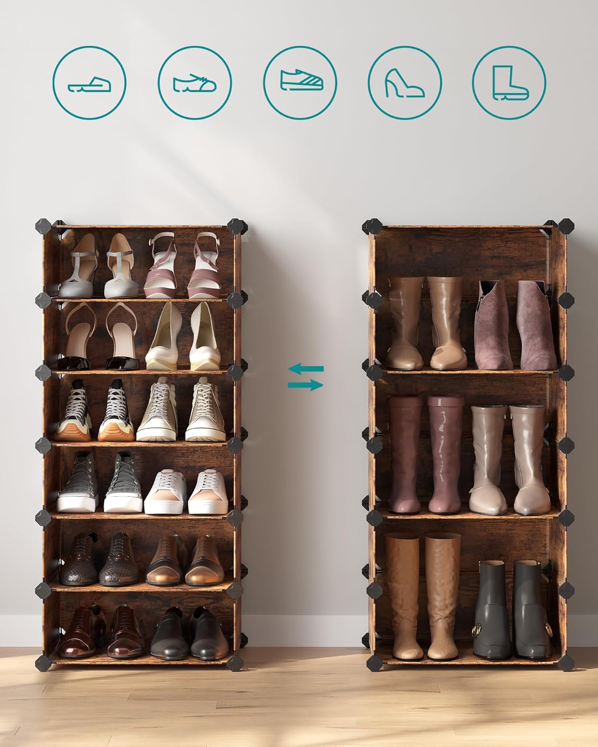 SONGMICS - meuble chaussures modulable 10 compartiments, 20 paires, LPC010A01