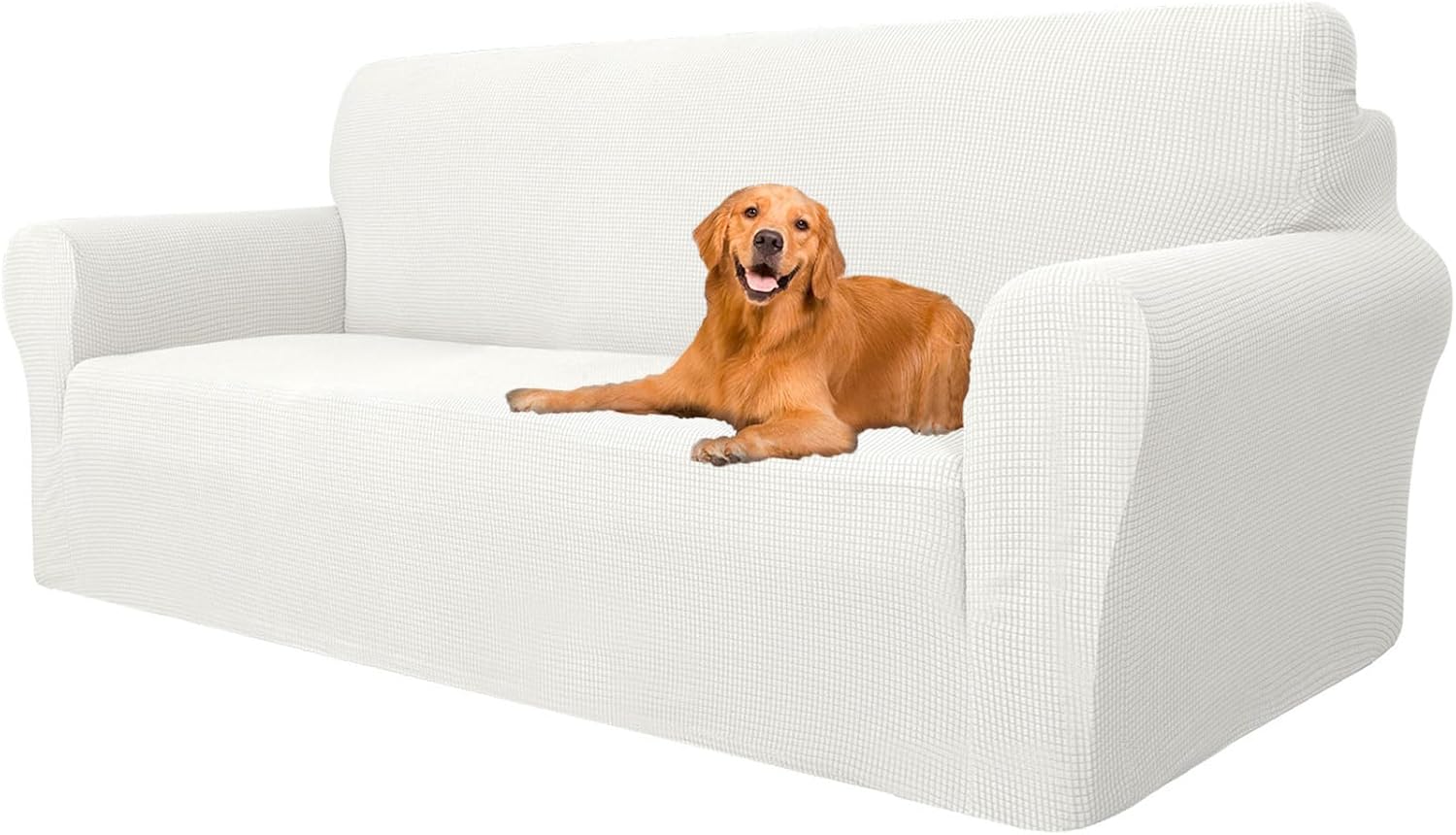 Housse canapé 3 places - extensible, moderne, lavable, blanc