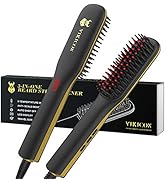 Lisseur à barbe pour hommes, barbe électrique, fer à lisser Peigne à cheveux chauffé en céramique et ionique...