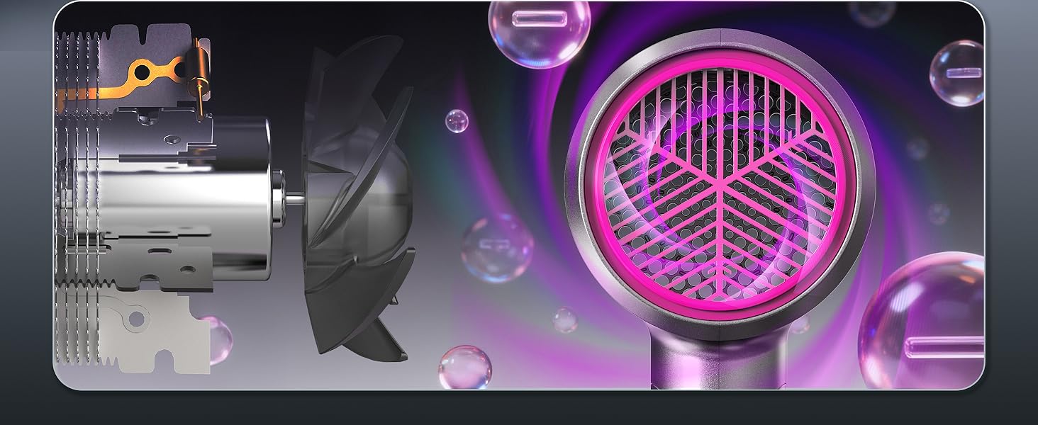 Illustration technique montrant des composants mécaniques avec rétroéclairage violet, avec un motif en grille circulaire avec un motif en maille de protection.