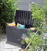 VOUNOT Boîte de rangement de jardin étanche 310 litres, boîte de rangement de jardin, grande boîte de rangement, K...