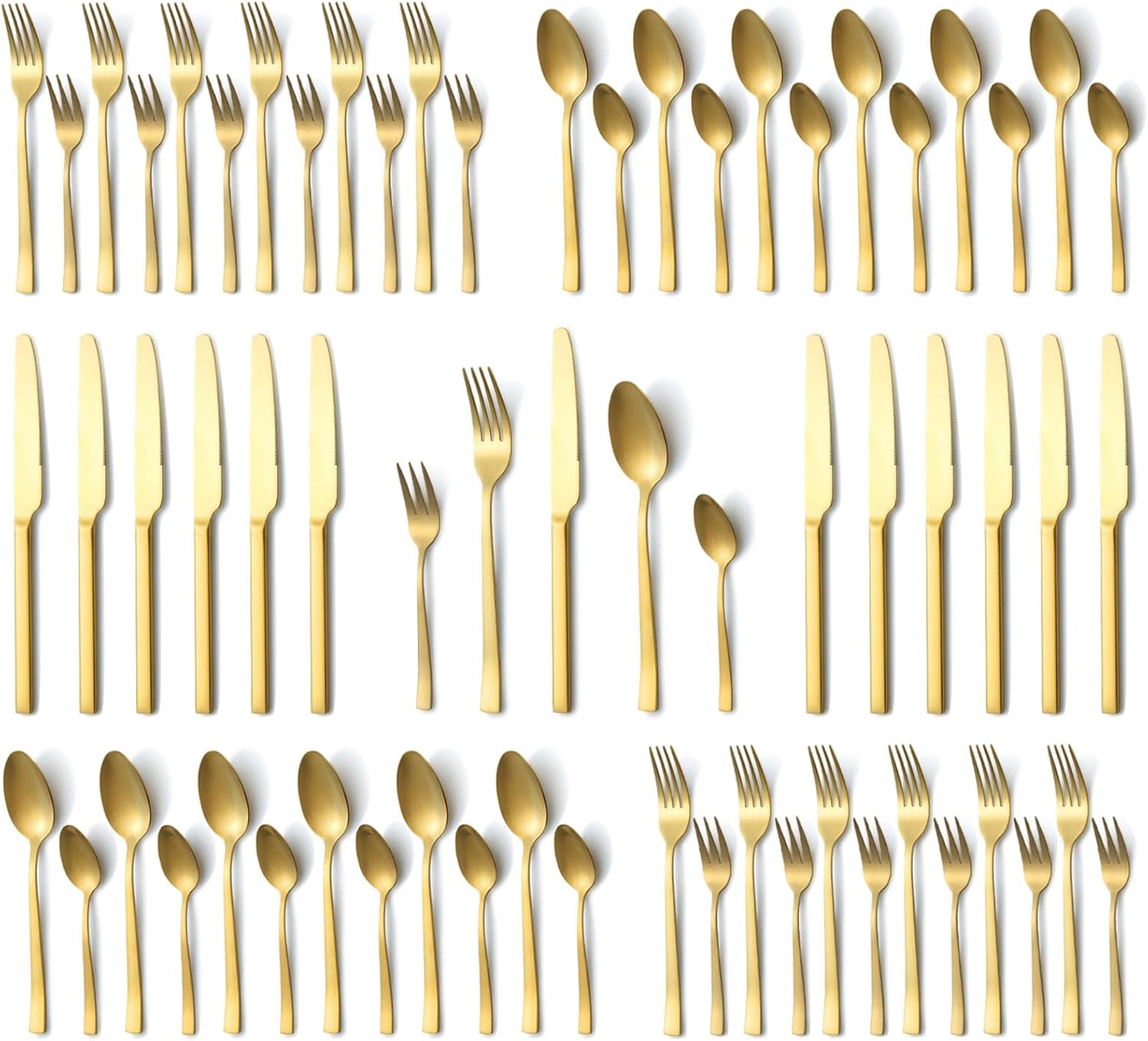 Hunnycook - 60 pièces couverts doré mat - inox - 12 personnes, lavable